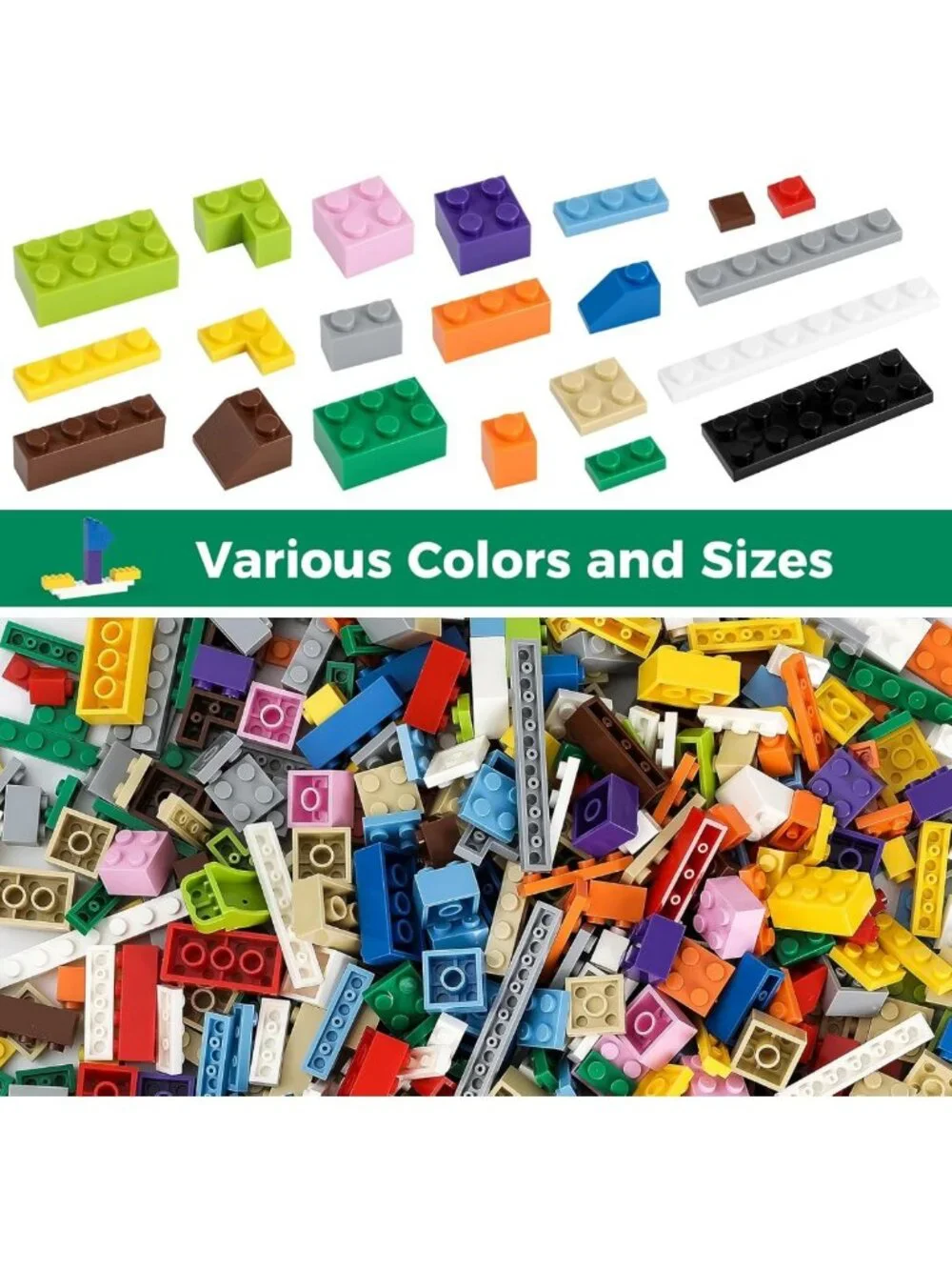 1500 Classic Building Bricks Set - Bulk Small Blocks Compatible with Major